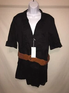 ALI KRIS Mujer Plus Negro Mangas Cortas Botones Camisa con Cinturón 3X  - Imagen 1 de 6