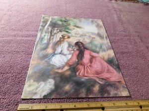 Autumn Landscape / Two Girls Art Print From Magazine Vintage 1960 A24 - Picture 1 of 2