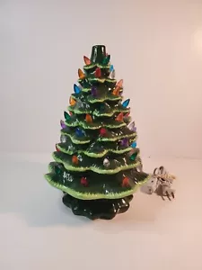 Ceramic Christmas Tree, Large Green Tabletop Tree, Multicolored Lights - 12" - Picture 1 of 8