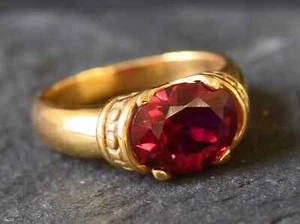 2.40 Ct Oval Cut Natural Ruby & Diamond Engagement Ring 14K Yellow gold size 6 - Picture 1 of 8