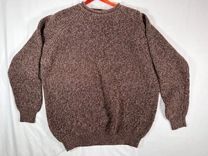 L.L. Bean Sweater Mens 2XLT Brown Cotton Knit Marled Roll Neck Fisherman Sailing - Picture 1 of 23