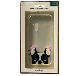 Casery Protective Hybrid Case Frenchie Big Bulldog iPhone X iPhone XS Clear New - Picture 1 of 8