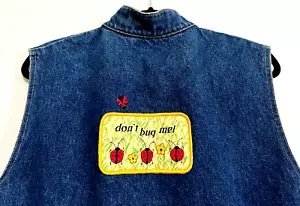 Mujeres Levi's Tops Denim Chaleco Ladybugs Don't Bug Me Cintura Ajustable Country, M - Imagen 1 de 10