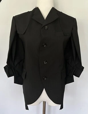全新无标签 100% 正品 Comme Des Garcons 女式 'Pinstripe Blazer S 码 黑色 — 第 1/4 张图片