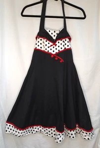 iHot Halter Dress M Black White And Red Polka Dot - Picture 1 of 6