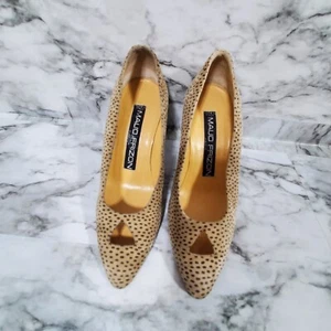 VTG Maud Frizon Jomar Shoes Women's 35 Brown Polka Dot Slip On Pumps Suede - Picture 1 of 21