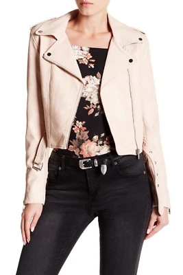 Chaqueta de moto de cuero sintético para mujer Romeo & Juliet Couture, rubor, precio de venta sugerido por el fabricante $218 Foto 1 de 4