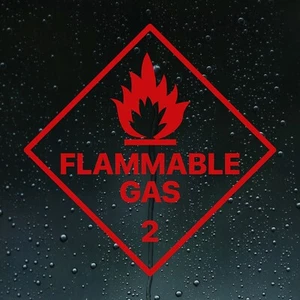 Flammable Gas 2 Logo Symbol Vinyl Health & Safety Hazard Caravan Decal Sticker - Picture 1 of 11