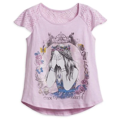 Disney Store Alicia en el País de las Maravillas Rosa Encaje Hombro Top Para Preadolescentes Niña 5/6 NUEVO Foto 1 de 2