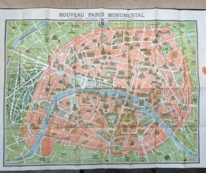 Vintage Paris Map Nouveau Paris Monumental Itineraire Pratique De Letranger Dans - Picture 1 of 23