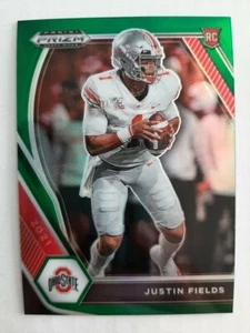 Justin Fields RC 2021 Panini Prizm Draft Picks Green Prizm Rookie Ohio State - Picture 1 of 6