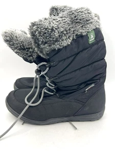 Kamik Women's Winter Boots Size 5 Black Gray Fur Waterproof Insulated DriDefense - Picture 1 of 11