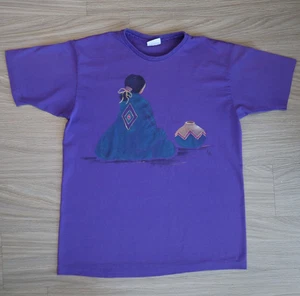 Vintage 90s Indian Native American Woman Single Stitch Jewell Design Stitch L - Bild 1 von 8