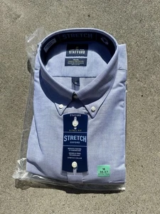 Camisa de vestir Oxford Stafford Travel sin arrugas para hombre 18 (36-37) X-Tall nueva con etiquetas - Imagen 1 de 4
