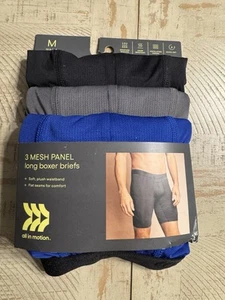 All In Motion Mesh Panel Long Boxer Briefs 3 Pack Black Gray Blue M MEDIUM - Picture 1 of 2