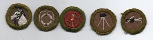 Group #3,  Lot of 5 Merit Badges, Type A-C (1911-1940), Cut Down to Round - Picture 1 of 1