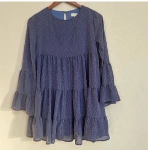 Mini Vestido Alter’d State Para Mujer Púrpura Polvoriento Boho Babydoll con Volantes en Niveles XS - Imagen 1 de 4