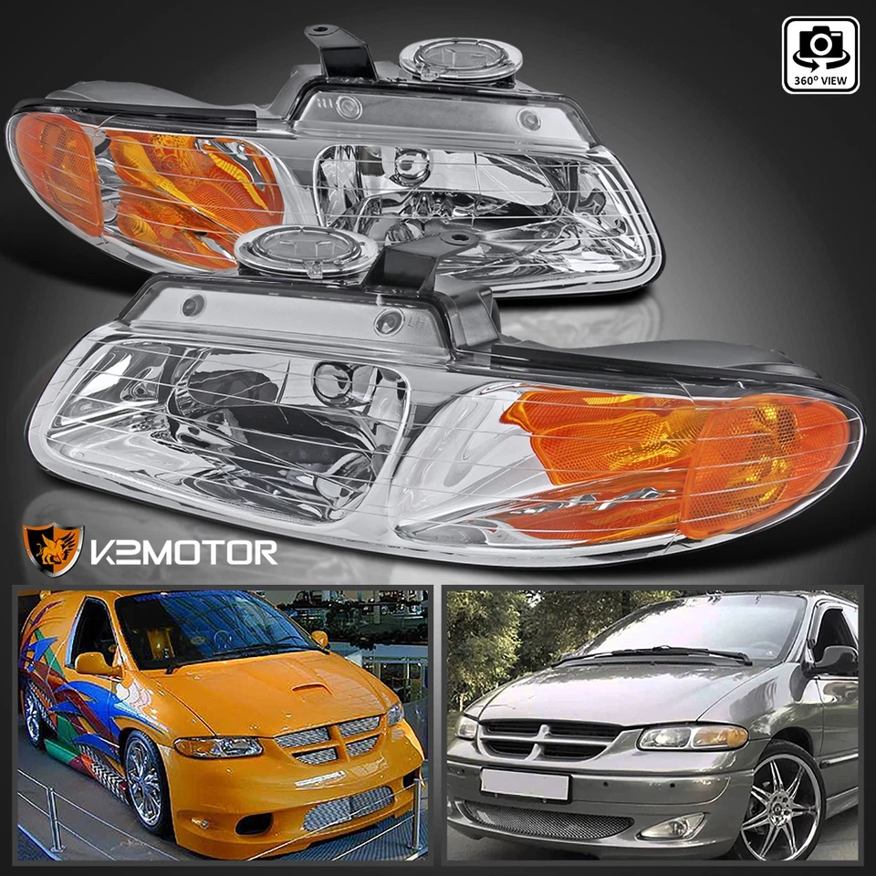 Fits 1996-2000 Dodge Caravan Chrysler Voyager Headlights Replacement Assembly — 第 1/4 张图片