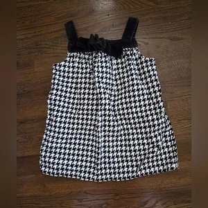 Vtg GYMBOREE Girls 2T Black/White Houndstooth Velvet Jumper - Picture 1 of 8