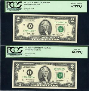 Fr. 1937-I* (I* Block) 2003 $2 Minneapolis Notes PCGS 66 PPQ & 67 PPQ Sequential - Picture 1 of 2