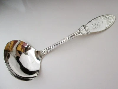 Hebbard plata esterlina oriental salsa cucharón siglo XIX Nueva York antiguo Foto 1 de 4
