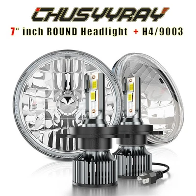 Faros proyectores LED redondos de 7 pulgadas de haz alto/bajo para Dodge D150 1977 1978 1985 Foto 1 de 4