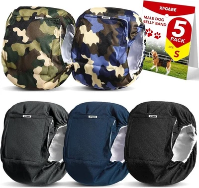 5 Pack Waist Disposable Dog Diapers Male Wraps Belly Bands Pet Soft All Sizes - Image 1 of 4