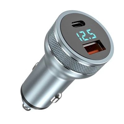 USB + Type C QC3.0 Car Phone Charger LED Digital Fast Charging Adapter xg - Image 1 of 4