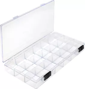 Clear Bead Organizer - Sorter and Storage Box, 8.25 X 4.25 X 1.25 Inches,18 Comp - Picture 1 of 6