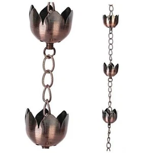 Rain Chains Gutter 72" Metal Decorative Lotus Cup Rain Chain Bell for Home & - Picture 1 of 8