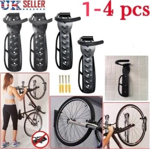 1-4xBike Storage Wall Mounted Hook Bicycle Rack Hanger Holder Garage Steel Stand - Picture 1 of 14