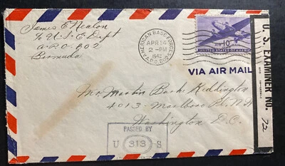 1942 Usa Army Base APO 802 Censored Airmail Cover To Washington DC - Image 1 of 2