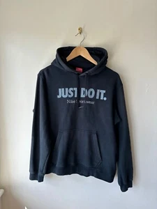 Nike Pullover Hoodie Size Small/Medium | Black Grey Hooded Sweat M Men's Swoosh - Picture 1 of 15