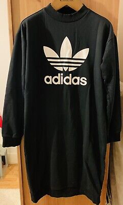 Adidas Originals Trefoil Sweatshirt Black Dress Size UK 14 • 58.64€