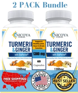 Turmeric Curcumin w/ Ginger 1300MG | Joint Pain Relief & Anti Inflammatory 2 PK - Picture 1 of 10