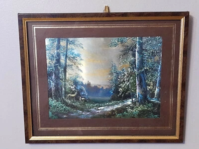 Foil Art Picture Wild Animals Deer Forest Trees Wall Hanging Foil Picture - Image 1 of 4