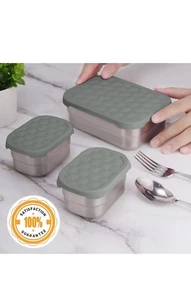 Stainless Steel Containers with Lids, Food Storage for Lunch Boxes (Set of 3) - Picture 1 of 7