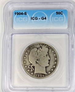 1904-S Barber Half Dollar : ICG G4 - Picture 1 of 4
