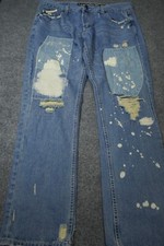 The Heritage by America Jeans Mens 40 Blue Acid Wash Distressed Straight 40x34