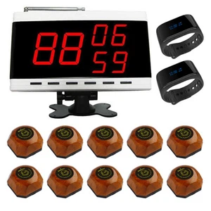 SINGCALL Wireless Calling Pager Systems 1 Display Screen 10 Pagers, 2 Watches - Picture 1 of 12