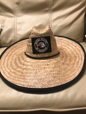 Sombrero de paja para hombre - sombrero para el sol - cabeza talla 6 1/2”x 7 1/2” (en total 16”x 18” con correa Foto 1 de 4