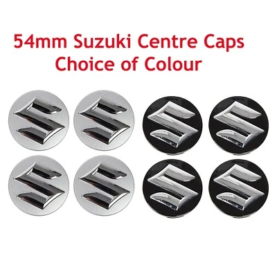 Suzuki Alloy Wheel Centre Caps. 4 x 54mm. VITARA, SWIFT, ALTO, IGNIS, ACROSS etc - Image 1 of 2