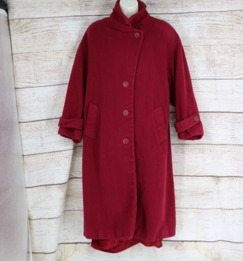 VINTAGE Jones New York Womens Size Large Wool Trench Winter Button Up Coat Red - Image 1 of 4