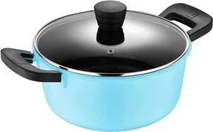 Bergner Retro 4.5 Qt Non Stick Aluminum Dutch Oven with Vented Glass Lid, Blue - Picture 1 of 6