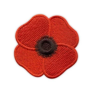 FLOR DE AMAPOLA ROJA - símbolo de recuerdo de la Primera Guerra Mundial Parche/Insignia Embr - Imagen 1 de 1