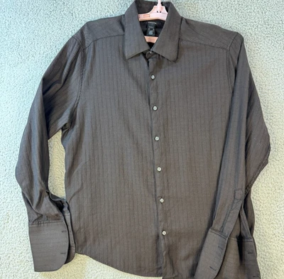 Camisa de vestir Claiborne para hombre XL gris oscuro algodón calce regular manga larga Foto 1 de 4
