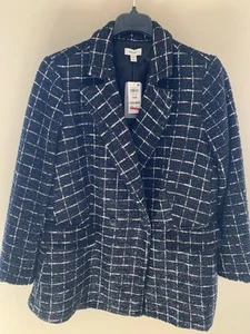 On 34th Metallic Plaid Tweed Blazer Size 14W - Picture 1 of 13