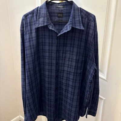 Camisa de hombre Arrow manga larga con botones talla XL (17-17 1/2) azul sin arrugas Foto 1 de 4