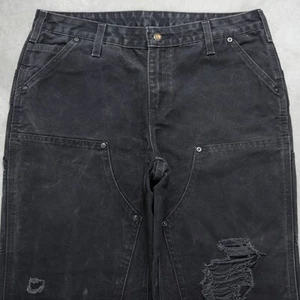 Vintage Y2K Carhartt 100681 001 Faded Black Double Knee Carpenter Pant 31x30.25 - Picture 1 of 15