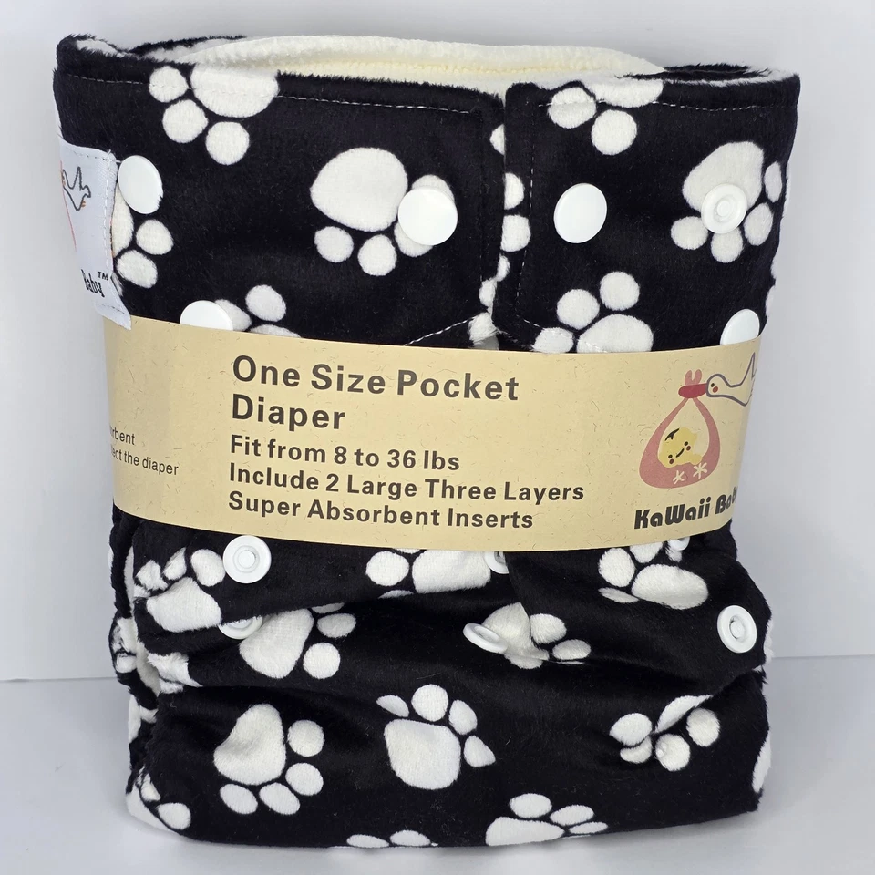 Pañal de bolsillo KaWaii Baby talla única y dos insertos - se adapta de 8 a 36 libras Foto 1 de 2